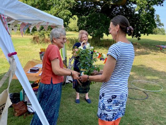 Sue presenting Jackie with her thank you gift